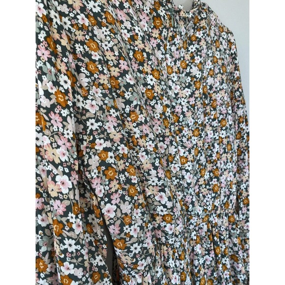 Andree by Unit Floral Long Sleeve Fit & Flare Dress Smocked MEDIUM Bohemian Boho - Picture 9 of 11